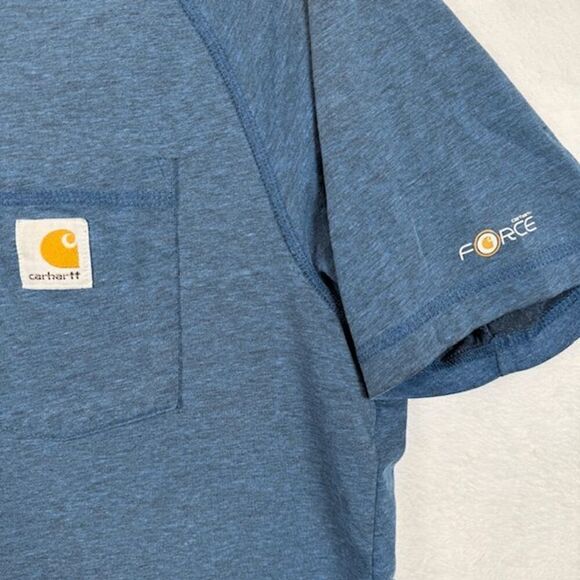 Carhartt Force® Relaxed Fit Short-Sleeve Pocket T-Shirt Light Huron Heather Blue - Picture 3 of 9